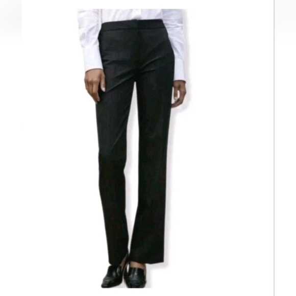 Lafayette 148 New York Trouser Pants Sz 12 34/33 Black Stretch Cotton Slacks Nwt - Picture 10 of 10